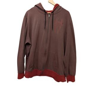 Marvel Spiderman Comics Graphic Full Zip Hoodie Brown #62 Heroes Movies Applique